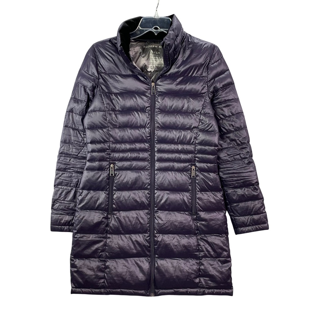 Andrew Marc Puffer Coat Women‎ Small Purple Packable Down Lightweight Parka
